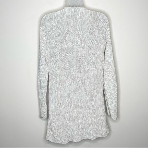 TAHARI oatmeal linen blend ribbed open long line cardigan women's size large - Picture 4 of 6